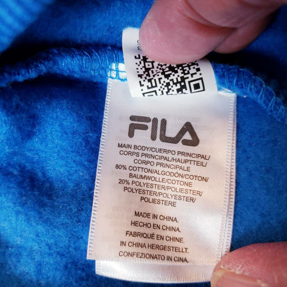 Fila Mens L Hoodie Sweatshirt White Blue Pullover Color Block Long Sleeves New - Picture 11 of 12